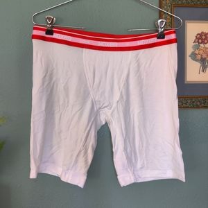 NWOT Woxers bike shorts cut 9" inseam, regular waist, white with red pink strip